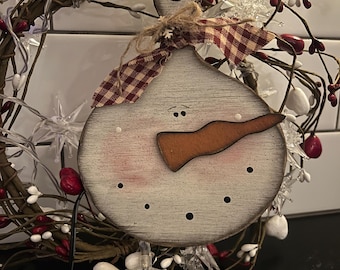 Tabla de cortar rústica de muñeco de nieve, decoración de muñeco de nieve, decoración de bandeja escalonada, decoración de invierno, decoración navideña, decoración festiva