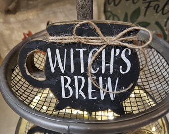 Taza con forma de caldero de poción de brujas, bandeja de varios niveles, decoración de Halloween