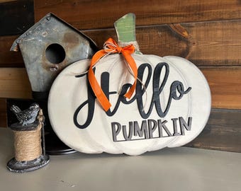 Calabaza blanca de hola, decoración de otoño, decoración de pared