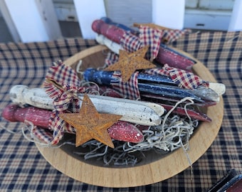 Americana Patriotic Old Fashioned clothes pin bundle, home decor, bunco prizes