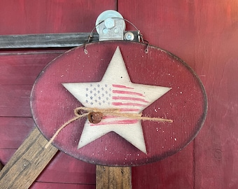 Old Tattered Flag plaque, patriotic, Americana, summer decor