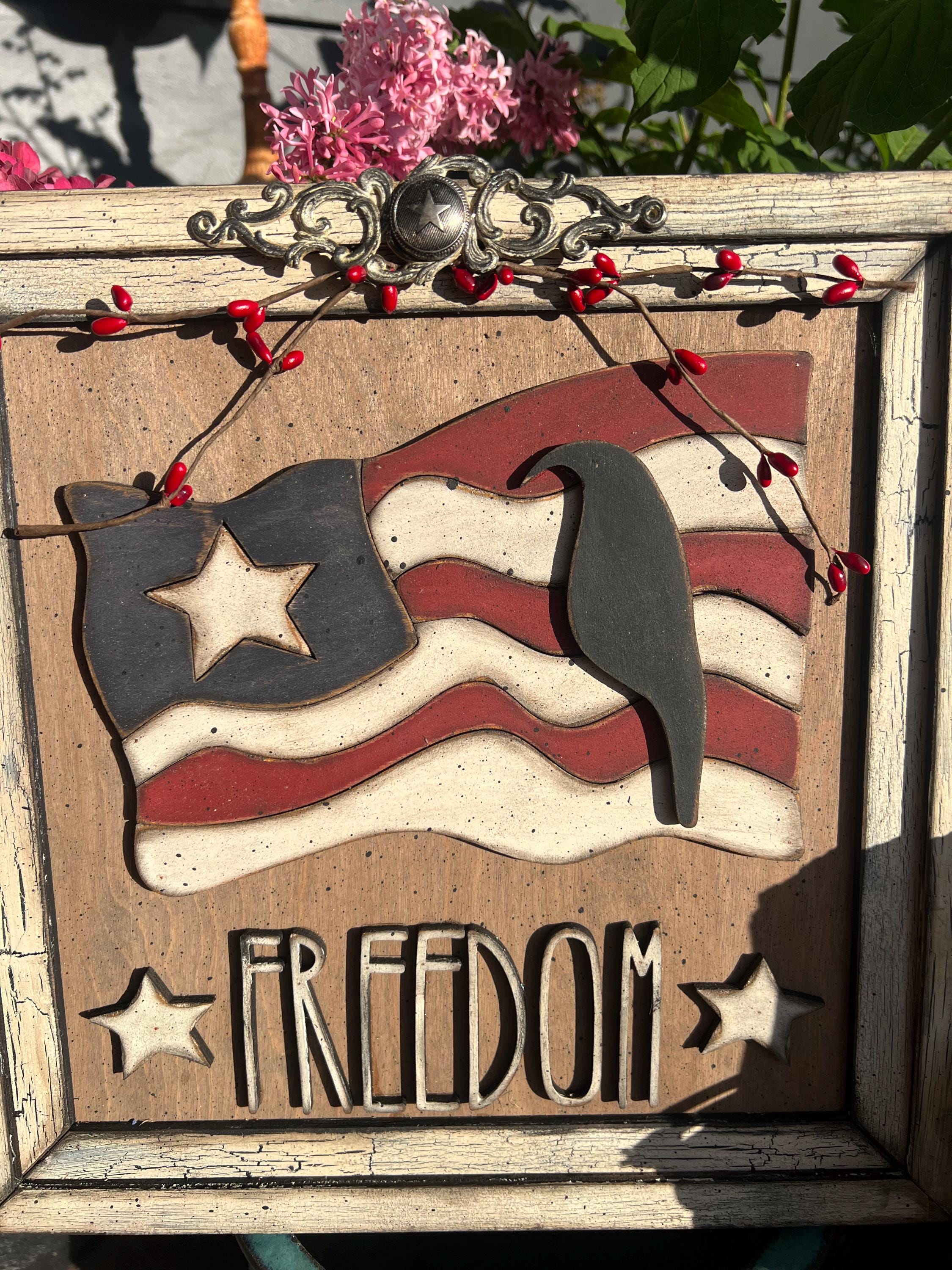Crow Frame Patriotic Freedom Flag Decor: Americana Primitive Crow Frame - Etsy