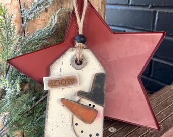 Snowman tag ornament, Christmas ornament, ornament, Christmas decor, tiered tray decor, Secret Santa gift
