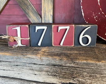 1776 Americana blocks, Patriotic, primitive decor