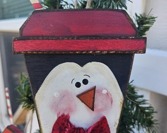Penguin Latte Cup ornament,  Christmas tree ornament, rustic,  winter, Bunco prizes