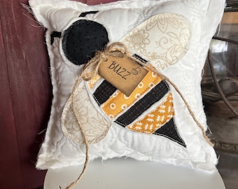 Charming bumblebee pillow, spring decor, summer decor