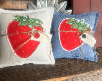 Quilted farmhouse strawberry pillow