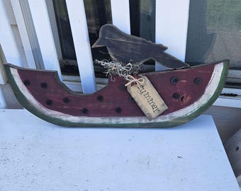 Rustic Watermelon slice w/ Crow