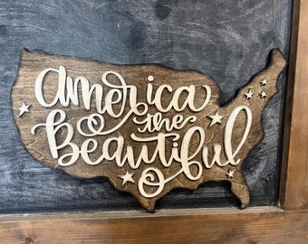 America the Beautiful United States plaque, Americana, Patriotic, 4th of July