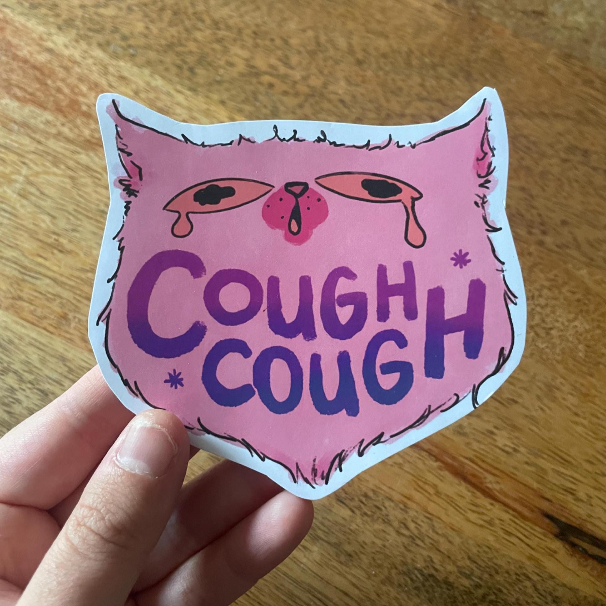 Cough Sticker Cough Cough Kitty Sticker - Etsy