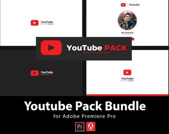 Paquete de personalización de YouTube para Premiere Pro / Plantillas de introducción, cierre y tercios inferiores del canal / Kit de gráficos de vídeo / Paquete para creadores de contenido (descargable)