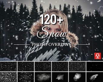Más de 120 superposiciones de nieve para Photoshop / Efectos de nieve invernal, Navidad y bokeh (descarga digital)
