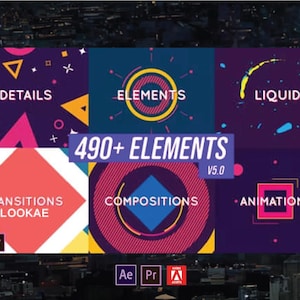 490+ Motion Graphics Elements Pack for Premiere Pro & After Effects | Transitions, Titles, Opener, Pastel Graphics (Digital Download)