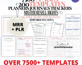7500+ PLR & MRR Vorlagen Bundle | Planer, Tracker, Journals, Kalender zum Weiterverkaufen (Digitaler Download)