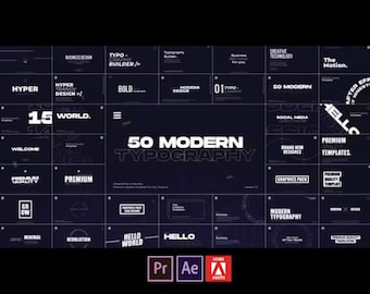 Paquete de títulos tipográficos modernos: 50 plantillas editables para Premiere Pro y After Effects