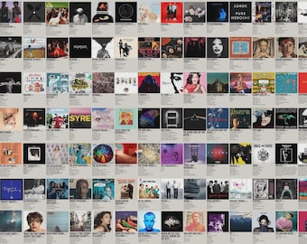 1200 pósteres minimalistas de portadas de álbumes: paquete de arte mural musical para decorar dormitorios, estudios y salas de música.