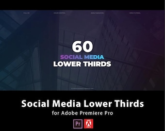60 tercios inferiores animados para redes sociales / Premiere Pro MOGRT (descarga digital)
