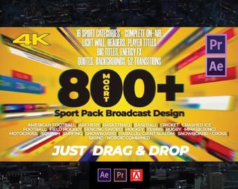 Sports Broadcast Pack Premiere Pro & After Effects | 800+ Elements | Scoreboard, Lower Thirds, Graphics | TV Style Kit Download