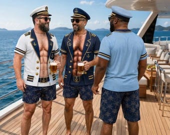 Funny Sailor Costume T-Shirt, Men's Novelty 3D Muscle Shirt, Cruise Vacation Outfit, Bachelor Party Gag Gift Captain Of Chaos