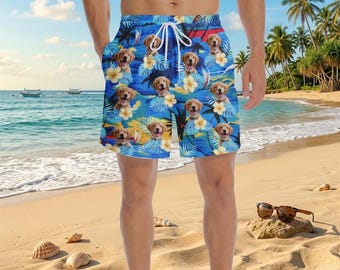 Custom Photo Hawaiian Shorts – Personalized Pet Dog & Cat Swim Trunks