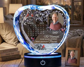 Lámpara de globo de cristal con foto personalizada, luz de recuerdo personalizada, recuerdo "Cuando me extrañes, no temas", regalo de duelo