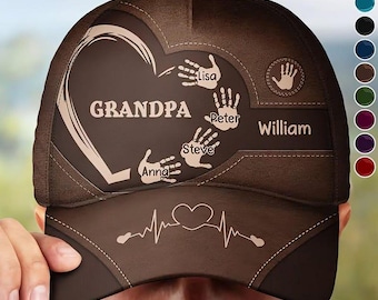 Cappellino personalizzato per nonno - Design con impronta della mano del bambino, cappello da papà ricamato