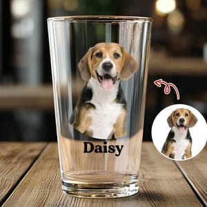 Personalized Dog Photo Beer Glass – Custom Pet Portrait Pint, Dog Lover Gift, Custom Name Beer Mug for Dog Mom & Dad