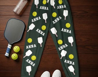 Personalized Pickleball Pattern Sweatpants, Custom Name Loungewear, Pickleball Obsessed Joggers, FunSporty Gift for Her, PickleballFanGift
