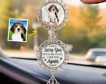 Custom Pet Photo Car Ornament – Memorial Keepsake Gift