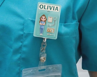 Personalized Glitter Nurse Badge Buddy: Custom Acrylic ID Holder