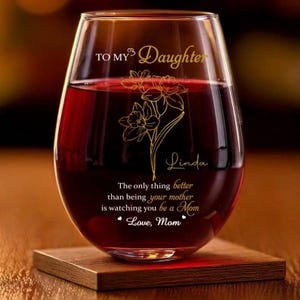 Aangepast wijnglas Moederdag - &quot;A Mother&#39;s Love&quot; gepersonaliseerd cadeau voor moeder, dochter, familie aandenken glaswerk