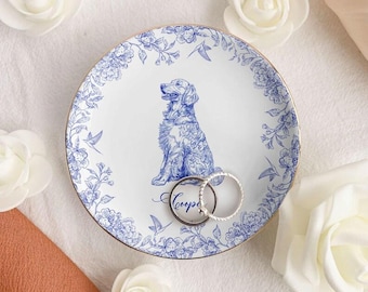 Custom Dog Portrait Ring Dish: Chinoiserie Pet Memorial Gift