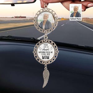 I Have an Angel Watching Over Me Car Ornament – Personalized Memorial Hanging Charm with Photo, Custom Remembrance Gift