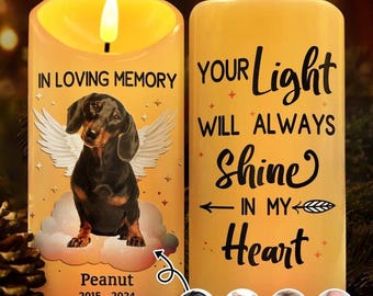 Candela LED commemorativa personalizzata per animali domestici - Regalo di condoglianze per la perdita del cane