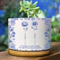 Personalized Birth Flower Plant Pot, Toile de Jouy Ceramic Planter for BestFriend, It Takes A Long Time To Grow An Old Friend product logo