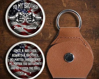 Moneta commemorativa personalizzata "Per mio fratello", gettone tascabile personalizzato con il nome del fratello/sorella, regalo "Una volta fratello, sempre fratello", ricordo con bandiera patriottica