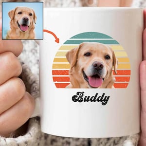 Retro Pet Photo Coffee Mug: Personalized Dog Cat Portrait Gift