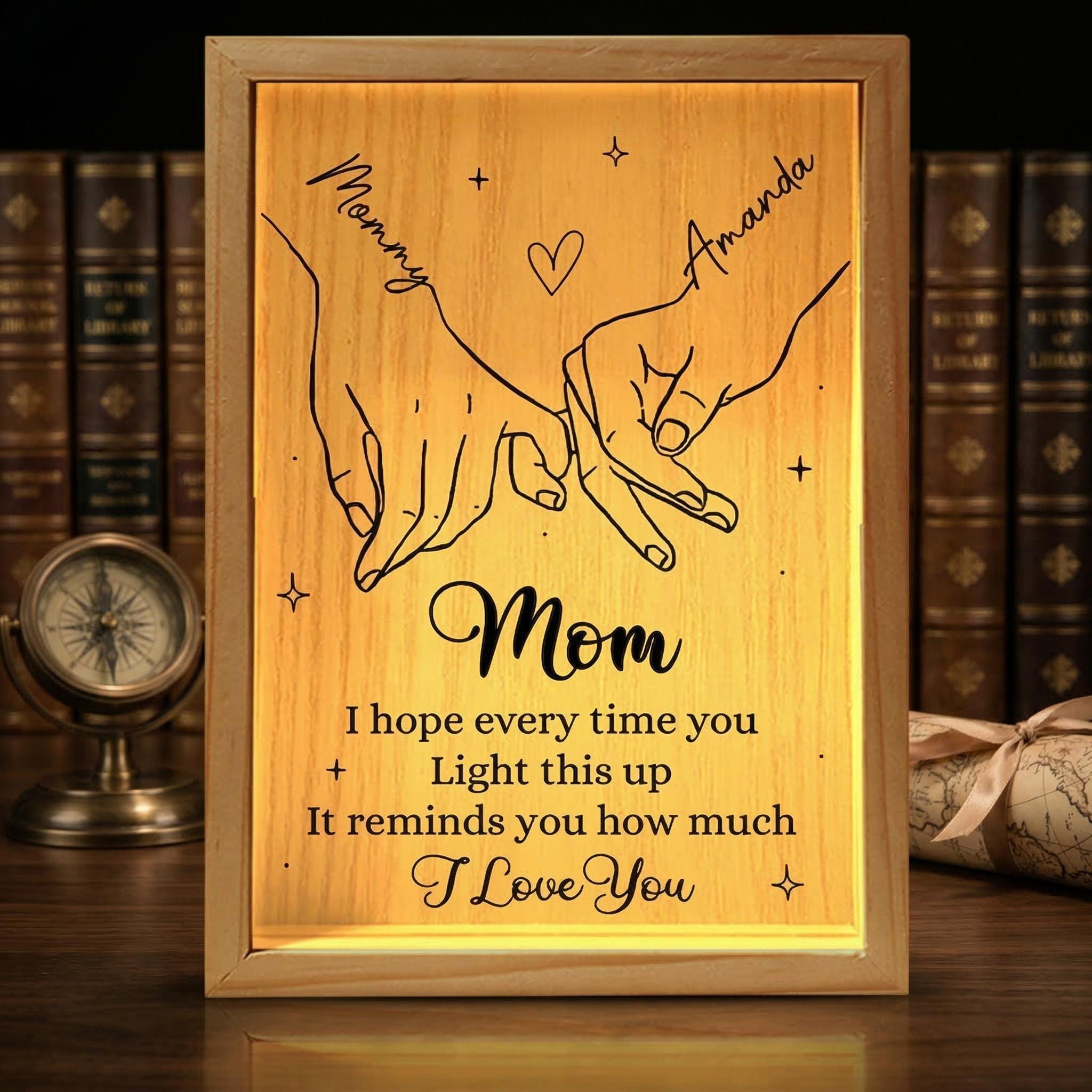 Personalized Mom Shadow Light Frame, Custom Pinky Swear Name Sign, I ...