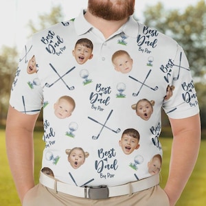 Custom Kids Face Polo Shirt – Best Papa By Par Personalized Golf Shirt, Father&#39;s Day Gift for Dad or Grandpa