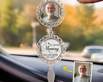Ornamento commemorativo personalizzato per auto con foto - Regalo di condoglianze in metallo personalizzato