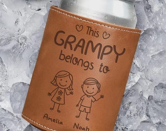 Personalized Leatherette Can Cooler: Engraved Beer Holder, Funny Dad Gift