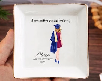 Personalized Graduation Keepsake Dish – Class of 2025 Ceramic Jewelry Holder