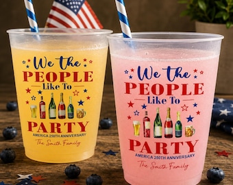 Tasses patriotiques personnalisées « Nous aimons faire la fête », tasses personnalisées pour barbecue familial 250e anniversaire, cadeaux pour le Memorial Day 2026