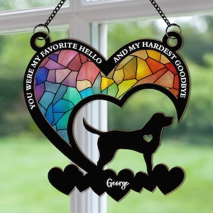 Personalized Dog Memorial Suncatcher – Custom Pet Loss Gift, Rainbow Bridge Remembrance, Sympathy Gift for Dog Mom & Dog Dad