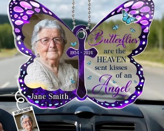 Adorno fotográfico personalizado para coche: recuerdo conmemorativo de mariposa