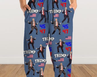 Aangepaste Trump 45-47 pyjamabroek, Trump 2024 verkiezingsloungebroek, gepersonaliseerd Trump Supporter-cadeau, Trump-campagnejoggingbroek voor heren, GOP-pyjama's