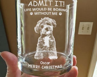 Bicchiere da whisky personalizzato con ritratto di animale domestico – Cane o gatto inciso su misura