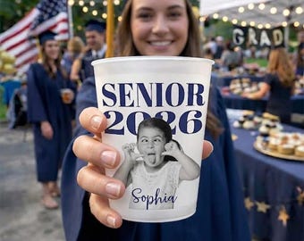 Senior 2026 Graduation Cup, Custom Childhood Photo Party Favor, Class of 2026 Milestone Keepsake, Boutique Grad Celebration Decor