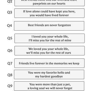May include: A graphic with the title "Choose Quotes:" and eleven quotes in boxes. The quotes are about friendship, love, and loss. The quotes are in a sans-serif font on a white background.