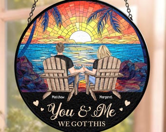 Atrapasueños de vitral personalizado: regalo de aniversario para parejas